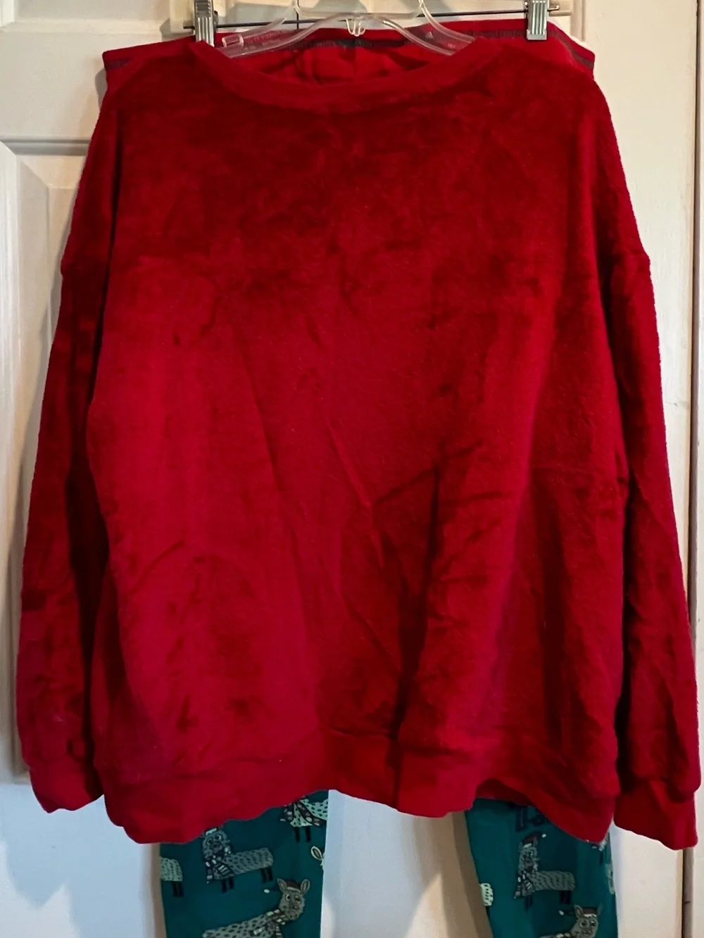 2 Pc❤️💚Llama Print Christmas Pants & Red Fleece Deer Pajama Set